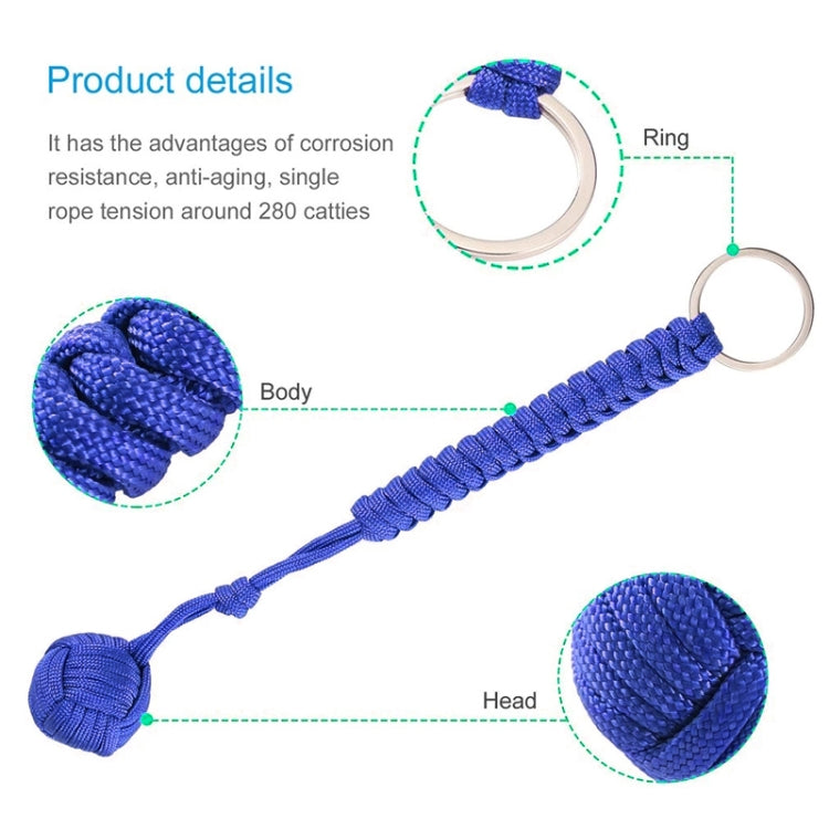 Outdoor Security Protection Black Monkey Fist Steel Ball Bearing Self Defense Lanyard Survival Key Chain(Blue red) - Self-defense Protection by buy2fix | Online Shopping UK | buy2fix