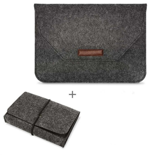 Portable Air Permeable Felt Sleeve Bag for MacBook Laptop, with Power Storage Bag, Size:11 inch(Black) - Protective Bags by buy2fix | Online Shopping UK | buy2fix