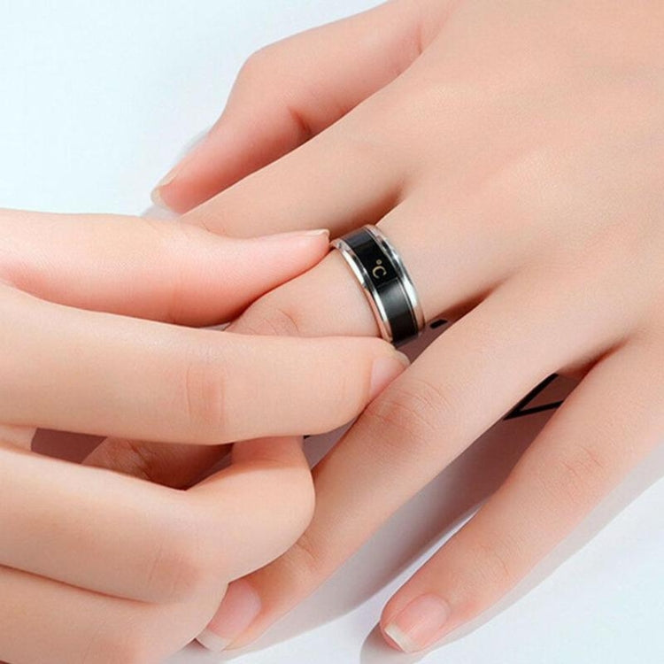 Smart Temperature Ring Stainless Steel Personalized Temperature Display Couple Ring, Size: 9(Black) - Rings by buy2fix | Online Shopping UK | buy2fix