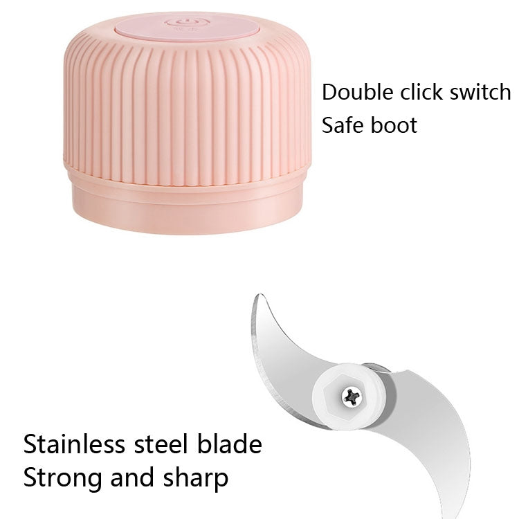 Household Vegetable Cutting Electric USB Garlic Masher Baby Mini Cooking Machine Baby Food Supplement Machine, Style:100ml + 250ml(Pink) - Stirrer & Squeezer by buy2fix | Online Shopping UK | buy2fix