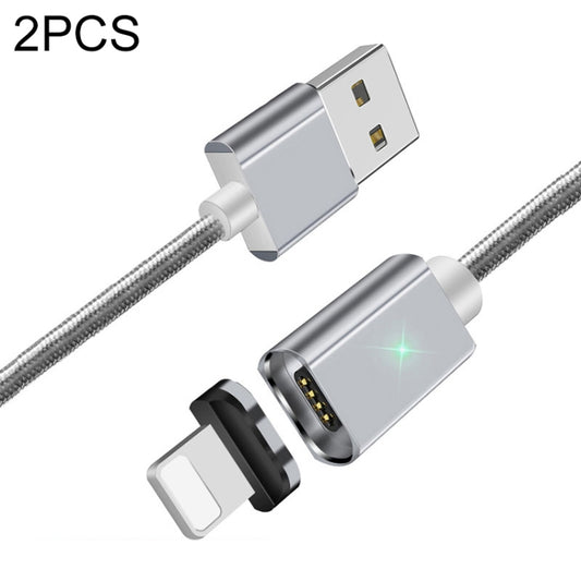 2 PCS ESSAGER Smartphone Fast Charging and Data Transmission Magnetic Cable with 8 Pin Magnetic Head, Cable Length: 2m(Silver) - Charging Cable & Head by buy2fix | Online Shopping UK | buy2fix