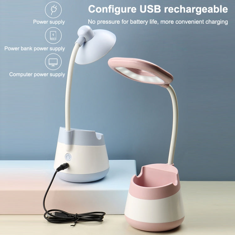 USB Charging LED Desk Light Eye Protection Lamp with Pen Holder and Phone Holder(CS276-3 Green) - Desk Lamps by buy2fix | Online Shopping UK | buy2fix