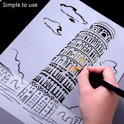 1 Paris Tower Construction Series Painting Template Theme City A4 Label Template - Art Supplies by buy2fix | Online Shopping UK | buy2fix