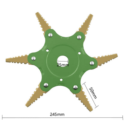 Toothed Mower Blade Six-Leaf Cyclone Blade Agricultural Weeder Parts(Golden Blade Bagged Red) - Lawn Mower, Saws & Accessories by buy2fix | Online Shopping UK | buy2fix