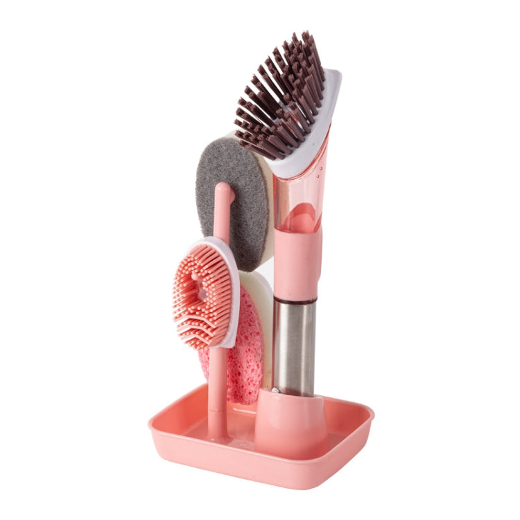 Kitchen Oil Dirty Pan Brush Can Add Detergent Sponge Brush Long Handle Cleaning Brush(Pink) - Cleaning Tools by buy2fix | Online Shopping UK | buy2fix