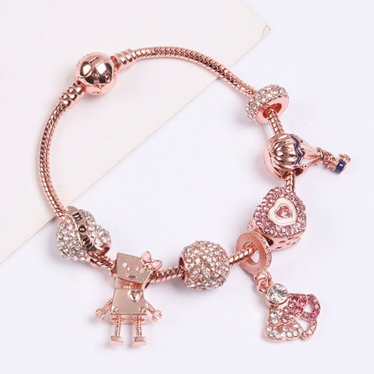 SL124 18cm Women Rose Gold Beaded Bracelet - Bracelets by buy2fix | Online Shopping UK | buy2fix
