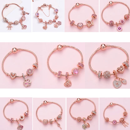 SL125 18cm Women Rose Gold Beaded Bracelet - Bracelets by buy2fix | Online Shopping UK | buy2fix