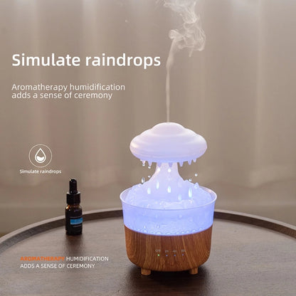 V50 Desktop Colorful Night Light Humidifier Wood Grain Water Drop Aroma Diffuser, Spec: UK Plug(White) - Air Purifiers & Accessories by buy2fix | Online Shopping UK | buy2fix