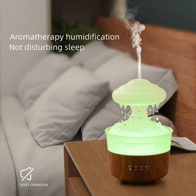 V50 Desktop Colorful Night Light Humidifier Wood Grain Water Drop Aroma Diffuser, Spec: AU Plug(White) - Air Purifiers & Accessories by buy2fix | Online Shopping UK | buy2fix