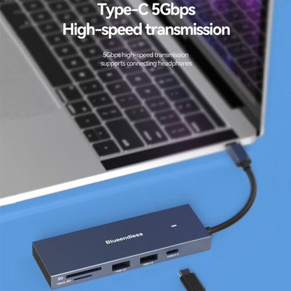 Blueendless 4K60Hz + Data Port Type-C Docking Station USB3.0 Splitter, Spec: 7-in-1 Card Reading Gray - USB HUB by Blueendless | Online Shopping UK | buy2fix