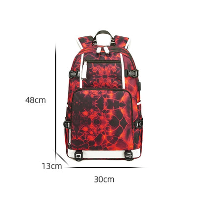 6101-5 Printed Backpack Large Capacity Computer Backpack Waterproof Student School Bag(Geometric Red) - Double-shoulder Bags by buy2fix | Online Shopping UK | buy2fix