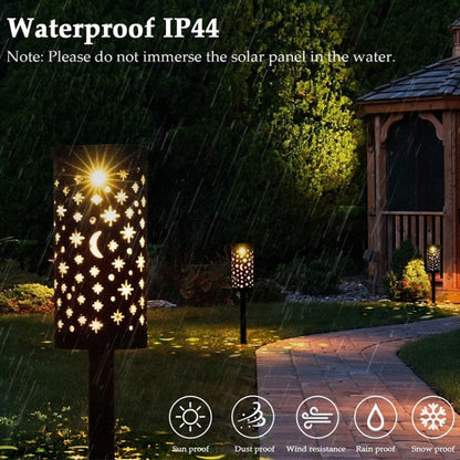 Outdoor Garden Wrought Iron Hollow Stars Moon Lantern Solar LED Lawn Ground Light(Warm Light) - Solar Lights by buy2fix | Online Shopping UK | buy2fix