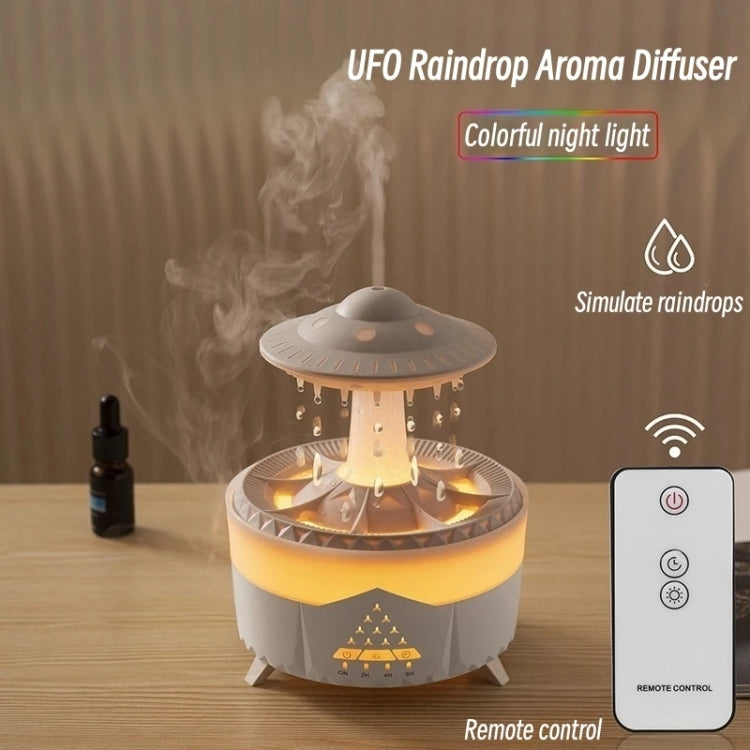 UFO Water Drop Aromatherapy Humidifier Desktop Remote Control Diffuser, Plug: AU Plug(Black) - Air Purifiers & Accessories by buy2fix | Online Shopping UK | buy2fix