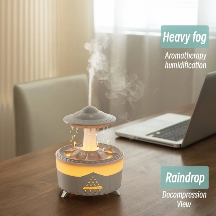 UFO Water Drop Aromatherapy Humidifier Desktop Remote Control Diffuser, Plug: EU Plug(Wood Grain) - Air Purifiers & Accessories by buy2fix | Online Shopping UK | buy2fix