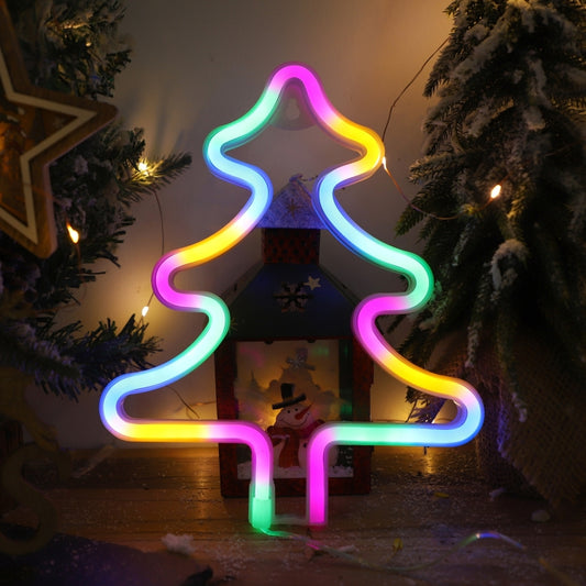 Christmas Decoration Neon Lights Wall-Mounted Ornaments, Spec: Tree-Colorful Light - Christmas Decoration Lamps by buy2fix | Online Shopping UK | buy2fix