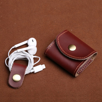 S122 Vintage Mini Leather Headphone Bag(Gray) - Digital Storage Bag by buy2fix | Online Shopping UK | buy2fix