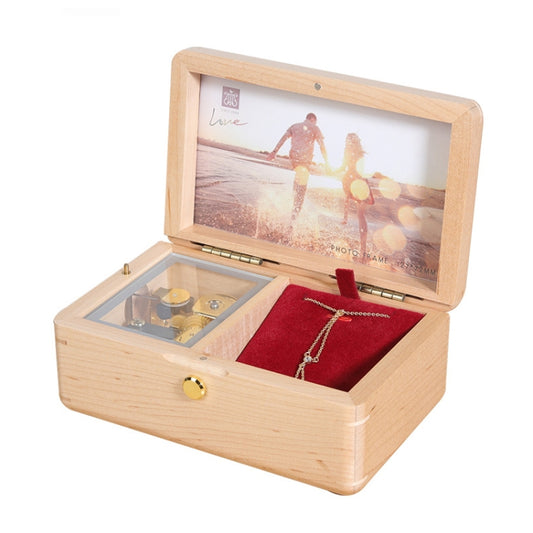 Wooden Jewelry Storage Music Box with Photo Frame Function, Spec: Maple+Necklace Flannel - Music Box by buy2fix | Online Shopping UK | buy2fix