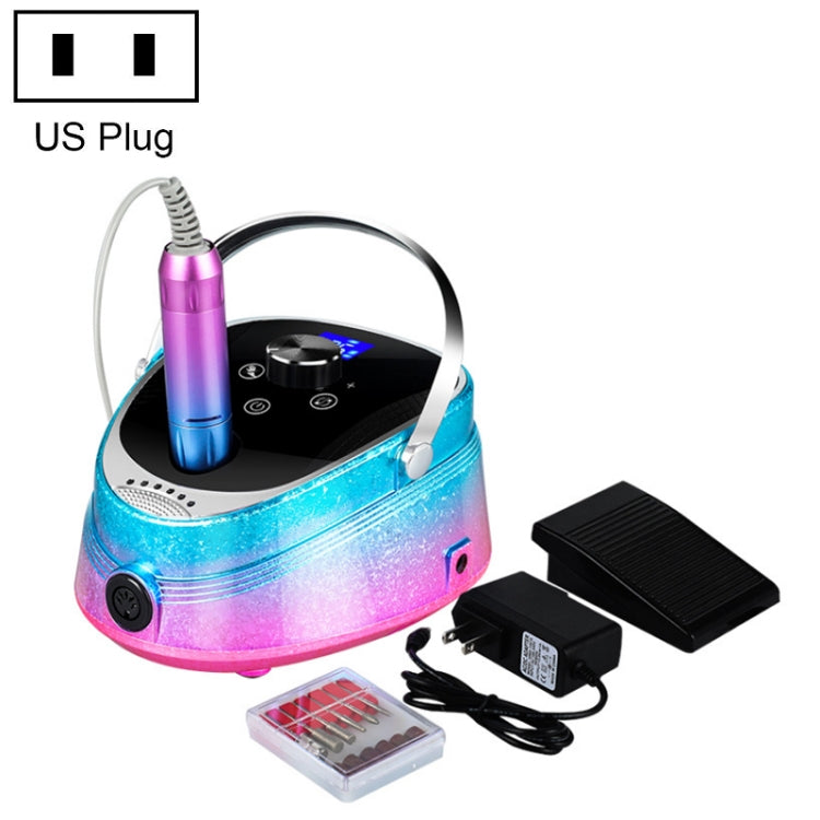 Ice Flower Gradient Rechargeable Low Noise Nail Polishing Machine, Specification: US Plug (Pink Blue) - Grinding Tools & Accessories by buy2fix | Online Shopping UK | buy2fix