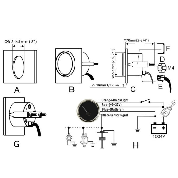 PMM2 DN52mm 12/24V 0-190Ohm Marine Balance Table Lift Table(WS) - Marine Accessories & Parts by buy2fix | Online Shopping UK | buy2fix