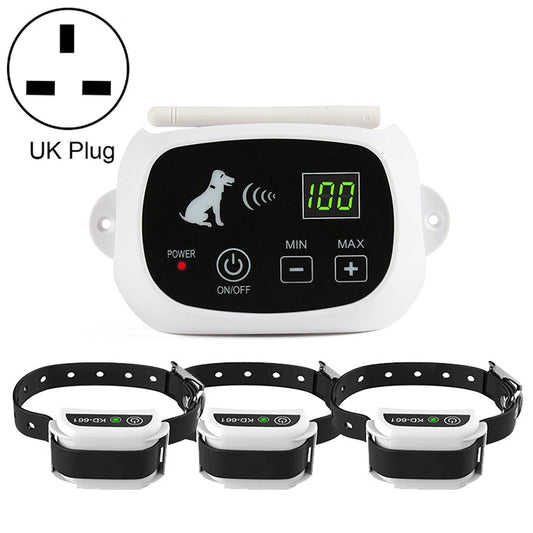 KD-661 500m Wireless Electric Dog Pet Fence Shock Collar,Spec: For Three Dog(UK Plug) - Training Aids by buy2fix | Online Shopping UK | buy2fix