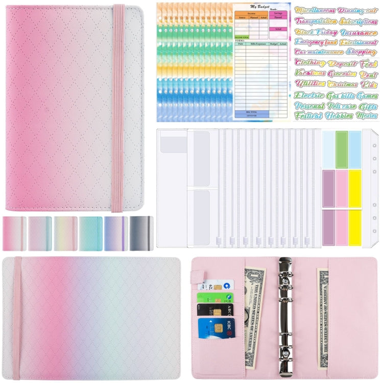 A6 Gradient Macaroon Loose-leaf Handbook Cash Budget Book(Pink Purple Green) - Notebooks by buy2fix | Online Shopping UK | buy2fix