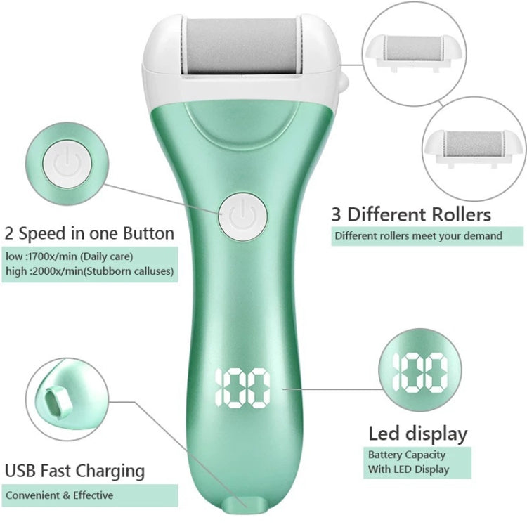 Electric Foot Grinder Digital Display USB Pedicure Peeling(Green) - Grinding Tools & Accessories by buy2fix | Online Shopping UK | buy2fix