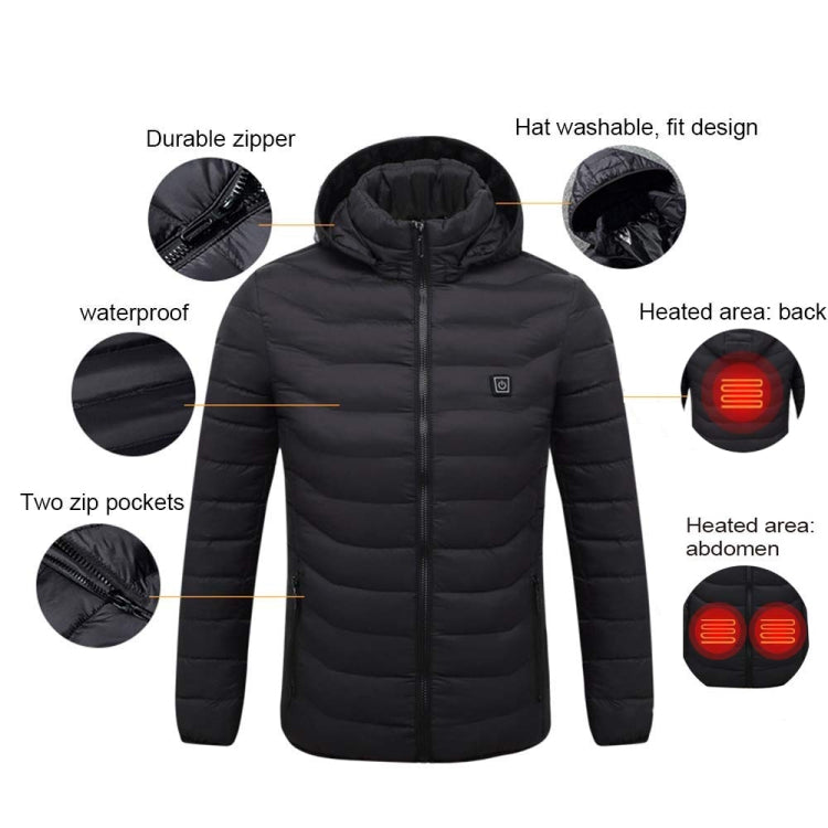 4 Zone Blue USB Winter Electric Heated Jacket Warm Thermal Jacket, Size: XL - Down Jackets by buy2fix | Online Shopping UK | buy2fix