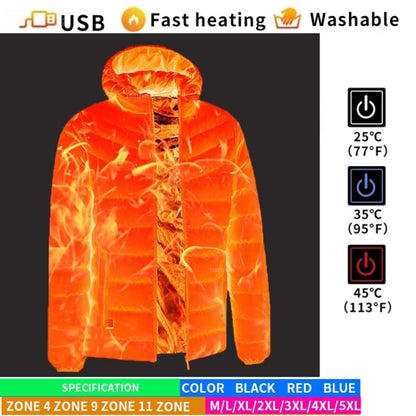 19 Zone 4 Control Blue USB Winter Electric Heated Jacket Warm Thermal Jacket, Size: M - Down Jackets by buy2fix | Online Shopping UK | buy2fix