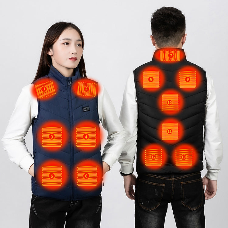 9 Area Double Control Blue USB Electric Heating Undershirt Intelligent Warm Vest(5XL) - Down Jackets by buy2fix | Online Shopping UK | buy2fix