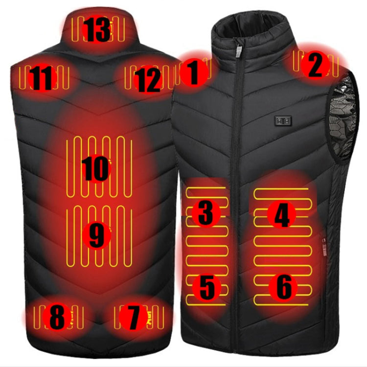 13  Area Double Control Black USB Electric Heating Undershirt Intelligent Warm Vest(5XL) - Down Jackets by buy2fix | Online Shopping UK | buy2fix