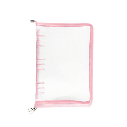 B5 9 Rings Loose-leaf Journal Clear PVC Cover Zipper Planner Notebook Without Inner Pages(Pink) - Notebooks by buy2fix | Online Shopping UK | buy2fix