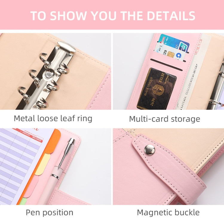 A6 YMX-012 PU Leather Budget Binder Notebook Macaron Color Matching Handbook(Pink+Blue) - Notebooks by buy2fix | Online Shopping UK | buy2fix