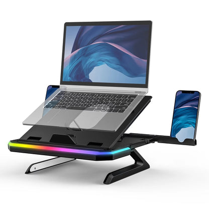 Laptop Stand with RGB Lighting 9-Level Adjustable Notebook Stand(Black) - Laptop Stand by buy2fix | Online Shopping UK | buy2fix