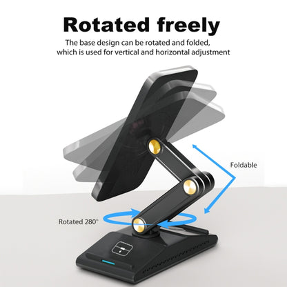 3-In-1 15W Portable Folding Desktop Stand Mobile Phone Wireless Charger(Black) - Wireless Charger by buy2fix | Online Shopping UK | buy2fix