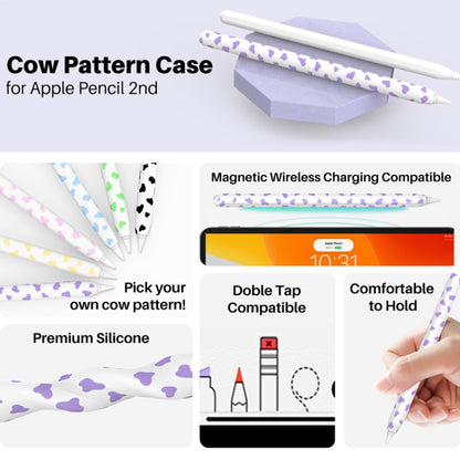 For Apple Pencil 2 AhaStyle PT65CW Silicone Pen Case Milk Cow Patterned Stylus Case(Purple) - Pencil Accessories by AhaStyle | Online Shopping UK | buy2fix