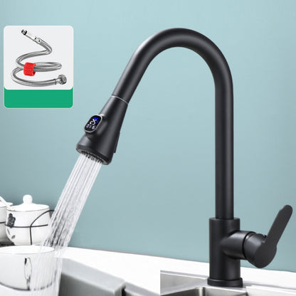 Kitchen Pull-out Universal Telescopic Hot & Cold Water Faucet, Specification: Copper Digital Display Black - Faucets & Accessories by buy2fix | Online Shopping UK | buy2fix