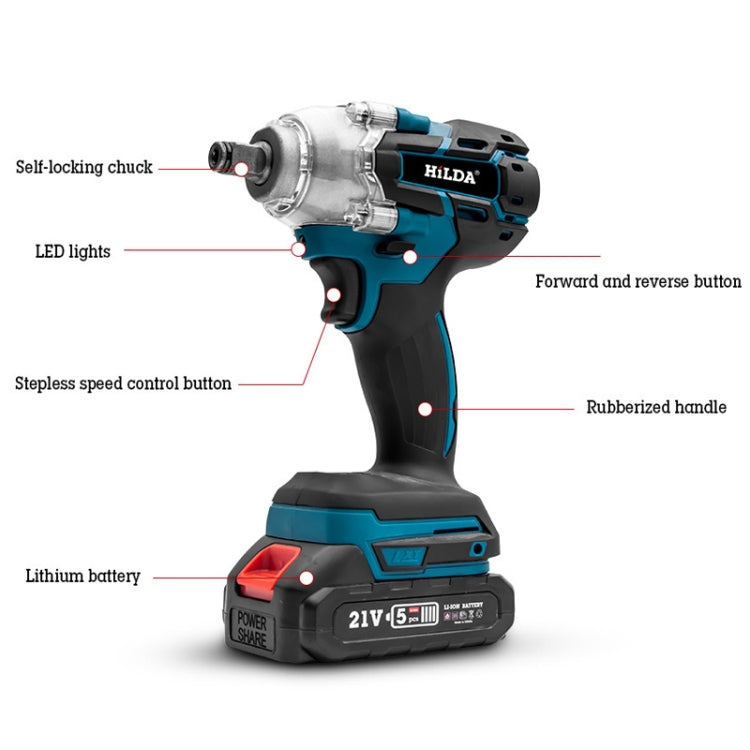 HILDA Motorized Wrenches Lithium Repair Parts With 22mm Socket, EU Plug, Model: Blue With 1 Battery+1 Charger(1500mAh) - Screws by HILDA | Online Shopping UK | buy2fix