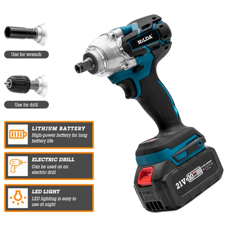 HILDA Motorized Wrenches Lithium Repair Parts With 22mm Socket, EU Plug, Model: Blue With 2 Battery+1 Charger(1500mAh) - Screws by HILDA | Online Shopping UK | buy2fix