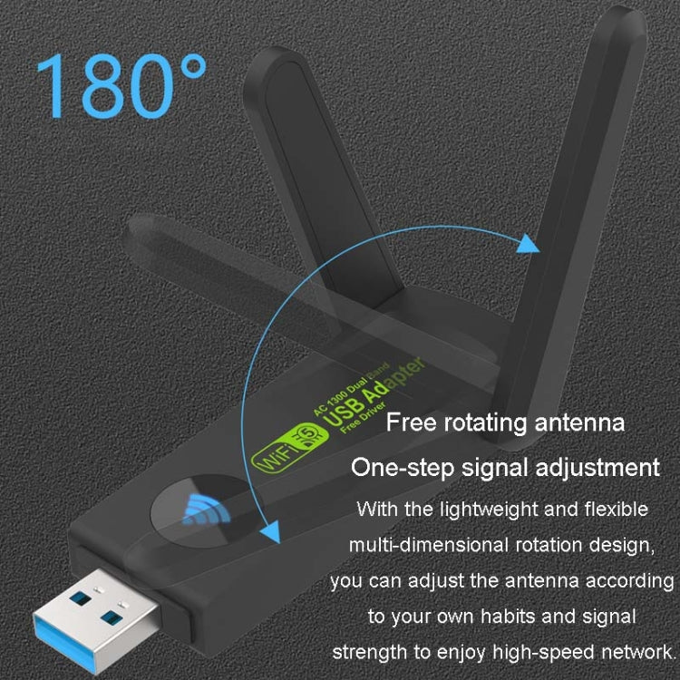 1300Mbps Wireless Network Card Gigabit Dual Band 5G Driverless Computer USB Network Card, Scope: 1300m - USB Network Adapter by buy2fix | Online Shopping UK | buy2fix