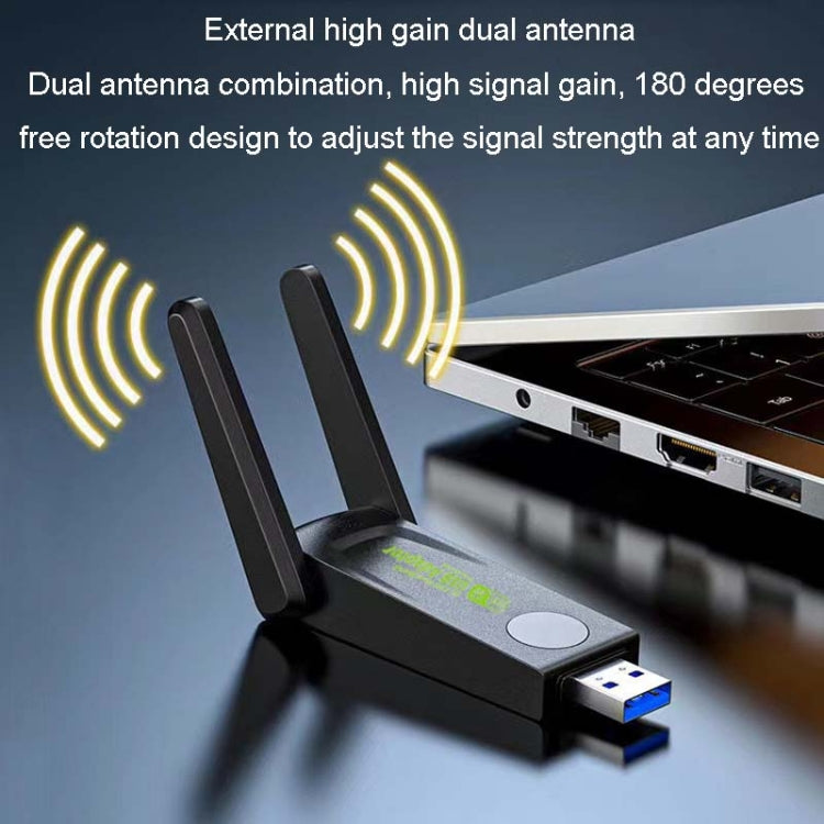 1300Mbps Wireless Network Card Gigabit Dual Band 5G Driverless Computer USB Network Card, Scope: 1300m - USB Network Adapter by buy2fix | Online Shopping UK | buy2fix