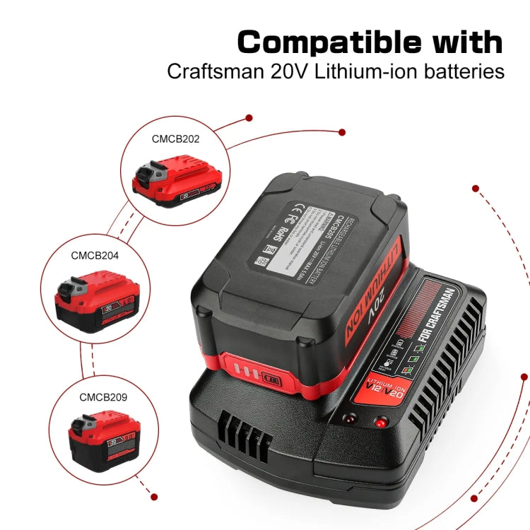 For Craftsman CMCB202 / CMCB204 / CMCB209 Electric Tool 20V Lithium Battery Charger, Plug: UK - Electric Saws & Accessories by buy2fix | Online Shopping UK | buy2fix