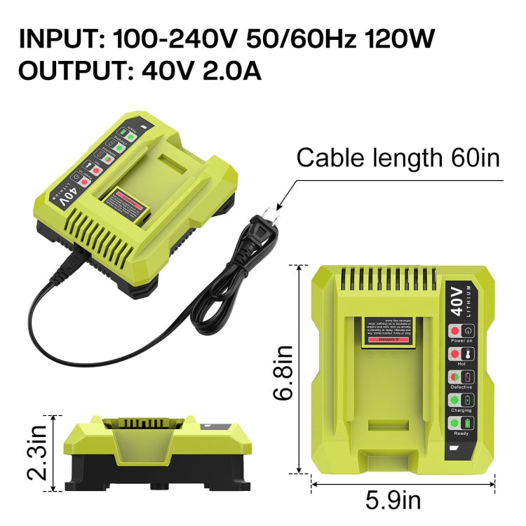 36-40V Tool Cutting Machine Battery Charger, For RYOBI PO401 / PO403 / PO400, Plug: EU - Lawn Mower, Saws & Accessories by buy2fix | Online Shopping UK | buy2fix