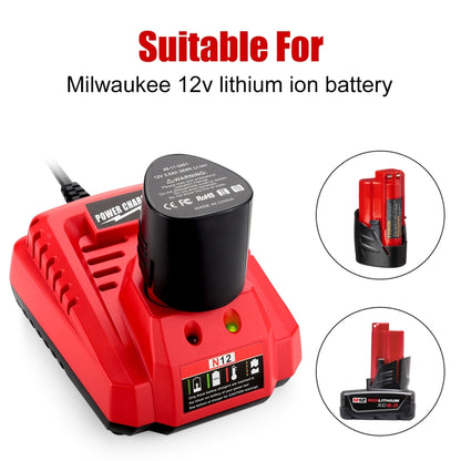 N12 For Milwaukee 10.8/12V Electric Tool Lithium Battery Fast Charger, Plug: US - Electric Saws & Accessories by buy2fix | Online Shopping UK | buy2fix