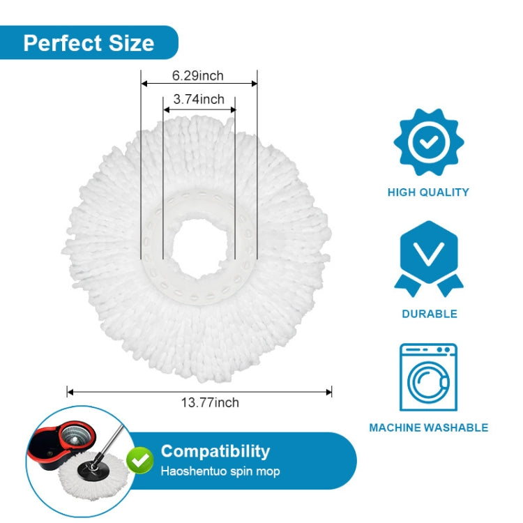 Fine Fiber Mop Pad For 15.8-16cm 360 Rotating Mop Cotton Yarn Replacement Cloths(White) - Handheld Cleaner & Mops by buy2fix | Online Shopping UK | buy2fix