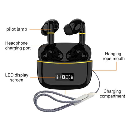 J2 Bluetooth Earphones With Digital Charging Compartment Wireless Charging In-Ear(Black) - Bluetooth Earphone by buy2fix | Online Shopping UK | buy2fix