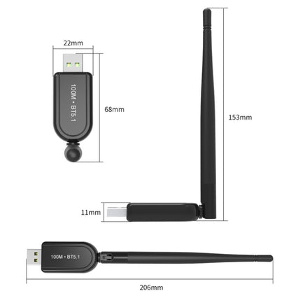 USB Bluetooth 5.1 Computer Adapter 100 Meters Receiving Transmitter - Bluetooth Dongle by buy2fix | Online Shopping UK | buy2fix