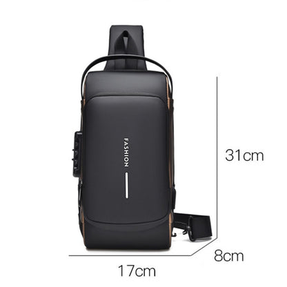 WEIXIER X314 Waterproof Sports Crossbody Backpack USB Charging Large Capacity Single Shoulder Bags(Black Gold) - Single-shoulder Bags by WEIXIER | Online Shopping UK | buy2fix