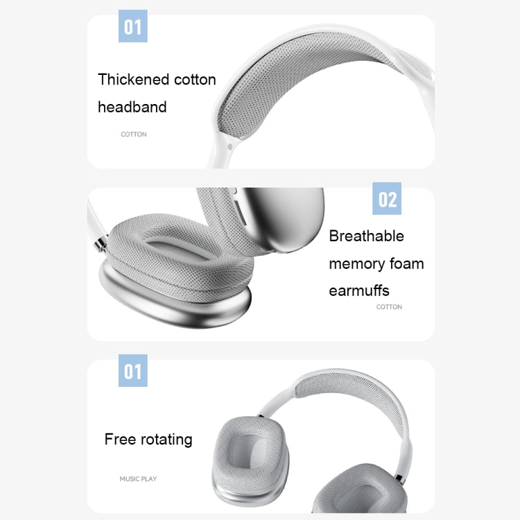 P9 Pro Max HiFi Sound Effect Noise Reduction Wireless Bluetooth Headset(White) - Headset & Headphone by buy2fix | Online Shopping UK | buy2fix