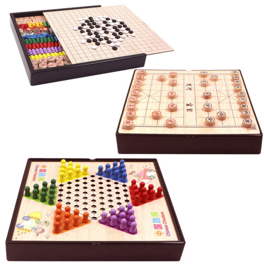 3 in 1 F Model Wooden Multifunctional Parent-Child Interactive Children Educational Chessboard Toy Set - Table Games by buy2fix | Online Shopping UK | buy2fix