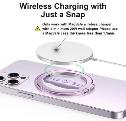 LiPUSEN LPS-201U Silicone Hand Clip Magsafe Cell Phone Holder With Magnetic Wireless Charger(Silver) - Ring Holder by LiPUSEN | Online Shopping UK | buy2fix